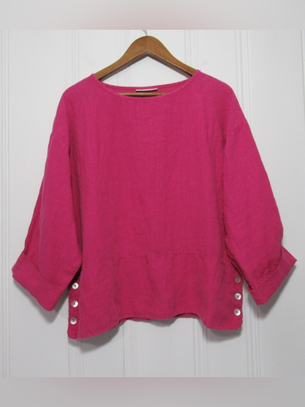 Bryn Walker Pink Lagenlook 100% Linen Top Size Medium